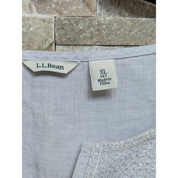 L.L. Bean Women's Linen Blend Tunic Gray Shirt Lace XL Petite - Picture 5 of 6